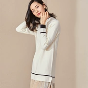 [99 nhân dân tệ] Đầm dự tiệc mùa thu mới của phụ nữ Shangdu Bila 2018 với áo len dệt kim nửa cổ