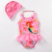 2018 cô gái mới nàng tiên cá màu hồng công chúa áo tắm một mảnh trẻ em treo cổ áo tắm chống trượt - Đồ bơi trẻ em