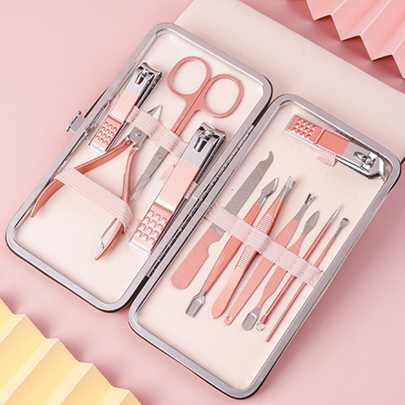 Rose Gold [12 Piece Set]trim Nail clippers suit Nail groove foot Scissors pliers special-purpose pedicure Manicure tools high-grade single ma'am inflammation Artifact