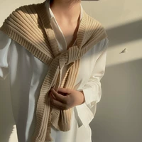 Трикотажная накидка, летняя рубашка, универсальная подходит с юбкой, осенняя, популярно в интернете, с защитой шеи