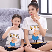 Cha mẹ và con đồ ngủ phụ nữ mùa hè bông ngắn- tay hai mảnh phù hợp với mẹ và con gái mẹ mùa hè Hàn Quốc phiên bản của lỏng có thể được đeo dễ thương bộ đồ ngủ nhân vật hoạt hình
