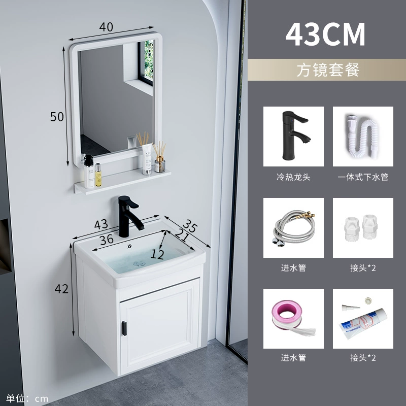 Không gian đơn giản hiện đại tủ phòng tắm bằng nhôm căn hộ nhỏ phòng tắm chậu rửa chậu rửa ban công tích hợp chậu gốm tủ gương đèn led gương nhà tắm có tủ 