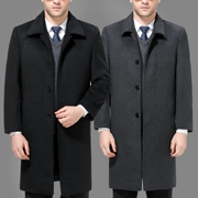 Ordos áo khoác cashmere cao cấp cho nam áo khoác dài trung niên cộng với phân bón để tăng bố