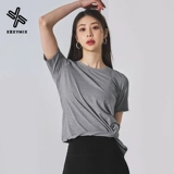 XEXYMIX Дышащая весенняя футболка, одежда для йоги, короткий рукав, свободный крой, высокая талия