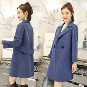 Chống mùa giải phóng mặt bằng 2018 mới của Hàn Quốc phiên bản của áo khoác của phụ nữ dài smog áo len màu xanh lỏng áo khoác mỏng