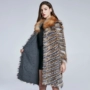 Fox lông xiên hàng khâu màu da lông áo khoác nữ mùa thu dài và mùa đông phụ nữ áo khoác lông mới - Faux Fur áo lót lông cừu