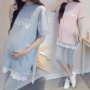 Cộng với phân bón XL chất béo mm phụ nữ mang thai phù hợp với mùa hè Hàn Quốc phiên bản của lỏng T-Shirt ăn mặc dạ dày lift quần hai bộ 200 kg shop đầm bầu đẹp