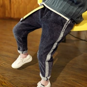 Quần jeans bé trai dày cộng với nhung mùa xuân và mùa thu 2018 phiên bản mới của Hàn Quốc trong quần dài mùa đông cho trẻ em