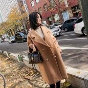 Áo khoác len mùa đông 2018 mới của Hàn Quốc áo khoác len nữ dài mùa đông - Áo Hàn Quốc