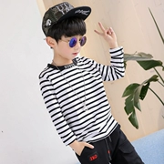 Áo thun cotton tay dài cotton 2019 xuân hè mới Áo thun sọc trắng đen mới trong quần big boy phiên bản Hàn Quốc mỏng t - Áo thun