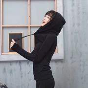 Mới của Hàn Quốc phiên bản của mùa thu và mùa đông của phụ nữ áo thể thao áo len nữ tập thể dục chạy yoga quần áo thoáng khí trùm đầu áo thun