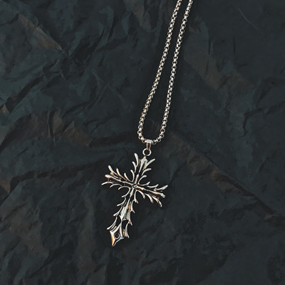 Flame Cross NecklaceChaozhou people hiphop Ring Necklace ins Tuku Europe and America disco dancing men and women tide Tiktok Pendants Hip hop multi-storey Accessories