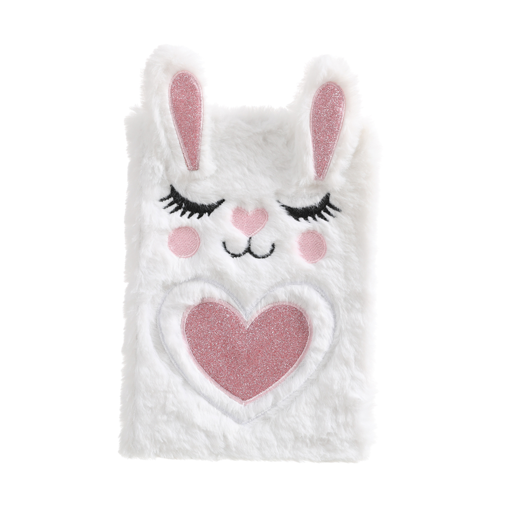 White Rabbitins the republic of korea Cute pink Girlish heart unicorn Hand book Plush diary student travel Chronicle notebook