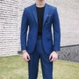 Ông Lu San mùa thu mới nam bình thường phù hợp với bộ đồ màu xanh đậm phiên bản Hàn Quốc của bộ đồ nam cao cấp retro Nhật Bản - Suit phù hợp quần tây nam đẹp