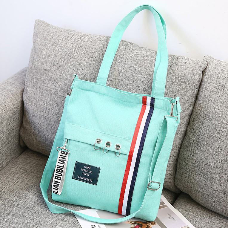 Light Greentrend the republic of korea Simple leisure cowboy Canvas bag like a breath of fresh air portable Cloth bag Solid color Versatile literature The single shoulder bag