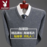 Áo len cashmere mùa đông nam v-cổ dày trung niên kinh doanh áo len cổ tròn cha mặc áo len màu trung niên rắn quần áo thời trang nam