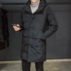 Áo khoác cotton nam dài vừa phải áo khoác mùa đông trùm đầu giản dị dày áo khoác cotton ấm áp Hàn Quốc áo khoác cotton đẹp trai - Bông