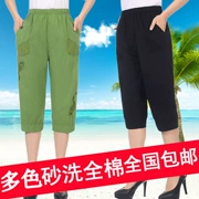 Trung niên và cao tầng cắt quần quần mùa hè quần cotton mỏng mẹ ăn mặc quần âu kích thước lớn của phụ nữ 7 quần