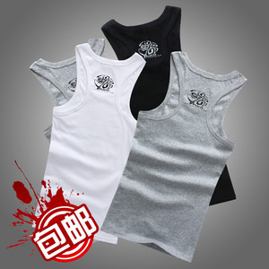 Mùa hè vòng cổ vest nam in bông đàn hồi chặt chẽ thanh niên thể thao áo nỉ từ thanh niên đồ lót quần áo