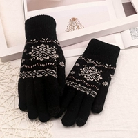 Зимние милые флисовые трикотажные удерживающие тепло шерстяные перчатки для школьников, комплект, в корейском стиле, со снежинками, увеличенная толщина