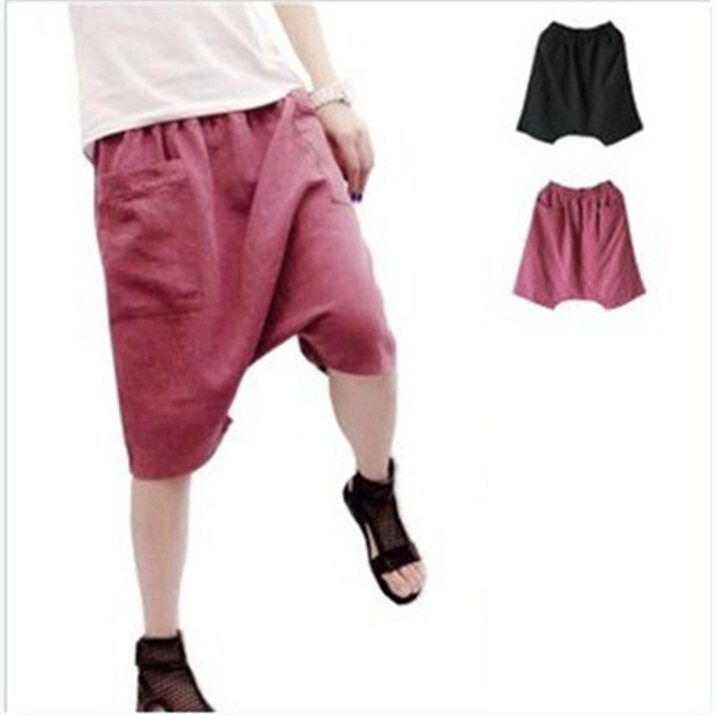 Bông và vải lanh năm quần nữ Hàn Quốc phiên bản của lỏng kích thước lớn chất béo mm quần âu đàn hồi eo linen hậu cung quần treo thấp quần