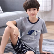 Mùa hè cotton cộng với phân bón để tăng bé trai đồ ngủ cotton mỏng tay ngắn cho bé béo GG phục vụ nhà lớn cho bé mùa hè