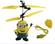 Máy bay điều khiển từ xa cảm ứng tay nhỏ màu vàng người máy bay trực thăng treo máy bay sẽ bay để rơi đồ chơi trẻ em màu vàng