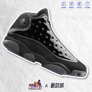 [Khaki24 Air Jordan 13 AJ13 черная кошка лаковая чисто черная воин ботинки высокая обувь кожаная ∙ 414571-012]