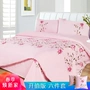 Wei Ming hồng bông chăn giường ngủ ở một gia đình bốn giao dịch trải giường cưới thêu thêu bông - Bộ đồ giường bốn mảnh bộ chăn ga gối lụa satin