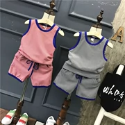 Chàng trai mùa hè phù hợp với 2018 trẻ em mới của bé sọc vest quần short hai mảnh mùa hè không tay phù hợp với thủy triều