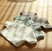 Hàn Quốc nhập khẩu cho bé mùa hè mềm mại đan rỗng tay ngắn một mảnh áo lót bé thoáng khí thân thiện với da romper - Áo liền quần body chip cộc tay cho bé 0-12 tháng tuổi