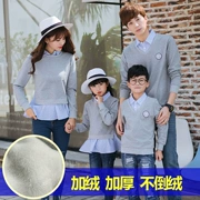 Áo sơ mi nữ thu đông 2018 mẫu áo gia đình giả áo hai dây dài tay thời trang áo len dài tay cộng với áo khoác nhung
