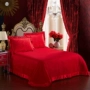 Phong cách châu Âu đám cưới lớn màu đỏ một mảnh vải tròn ba mảnh gối bông đúp 1.8m khăn trải giường cotton - Khăn trải giường drap giường everon