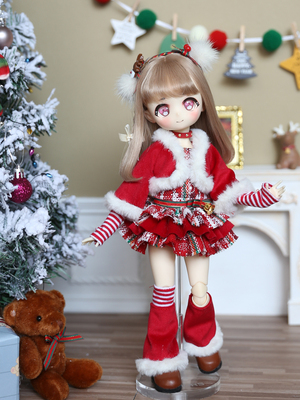 taobao agent BJD 6 -point Xiong Mei Rabbit Doudan 4 points 3 minutes Christmas baby clothing materials red new year baby clothing paper -like tutorial