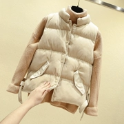 Áo vest nhung cotton vàng nữ ngắn đoạn đông 2018 phiên bản Hàn Quốc mới của áo cổ lọ đứng vest vest xuống vai áo khoác