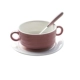 (Двойная линейная суповая чашка+десертные ложки) Розовый+белый нижний диск
