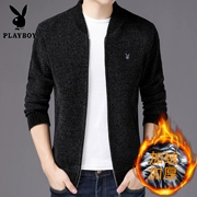 Playboy Đan cardigan Áo khoác nam sang trọng Mùa thu đông Thanh niên Hàn Quốc Áo len dày Zip Áo len nam mặc