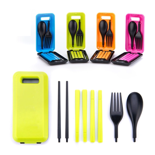 Дорожная детская экологичная посуда для путешествий, портативный комплект, коробка, 3 предмета