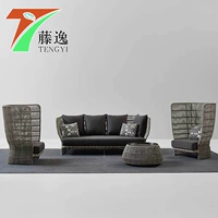 Nội thất mây châu Âu vườn mây sofa vườn ban công mây ghế quán cà phê giải trí wicker ghế tùy chỉnh sofa - Đồ gỗ ngoài trời bộ bàn ghế ngoài trời