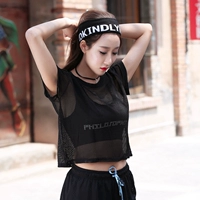 Thể thao T-Shirt áo nữ ngắn tay sexy lỏng đoạn ngắn rốn nhanh chóng làm khô tập thể dục áo sơ mi Hàn Quốc mùa hè chạy quần áo áo thun thể thao