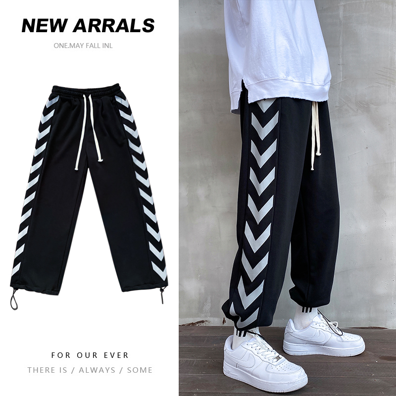 Autumn new personalized fashion printed casual pants men's straight legged pants loose trend sports pants