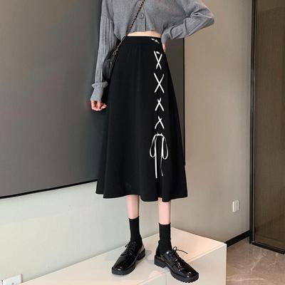 taobao agent Fashionable long autumn skirt for elementary school students, plus size, A-line, fitted, high waist