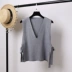 Mùa hè 2018 mới thời trang hoang dã cổ chữ V không tay thắt nơ đan vest vest bên ngoài áo sơ mi nữ Áo len cổ chữ V