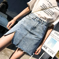 Брендовая летняя джинсовая юбка, коллекция 2021, большой размер, высокая талия, А-силуэт