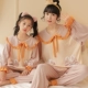Mặt nạ ngủ của trẻ em mùa xuân và mùa thu Mẹ, trẻ em dành cho trẻ em Quần áo gia đình dài tay Phù hợp với Trung Quốc Phần mỏng Cotton Cô bé