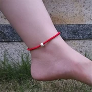 Năm sinh chuyển hạt sợi dây màu đỏ vòng chân 925 bạc Hàn Quốc phiên bản của nữ vài may mắn may mắn đồ trang sức vòng chân nam giới và phụ nữ
