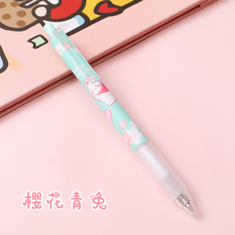 Cherry Green RabbitCherry rabbit Roller ball pen Simplicity girl ins Press type Black water pen student examination study to work in an office Press to start 0.5
