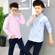 Quần áo trẻ em cậu bé áo sơ mi 2018 mới mùa xuân và mùa thu Hàn Quốc phiên bản của áo sơ mi dài tay trẻ em trong áo trẻ em lớn áo sơ mi mỏng