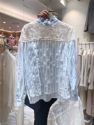 2019 phiên bản Hàn Quốc của mùa xuân và mùa thu mới của phụ nữ áo ren sọc lỏng lẻo ngã ba thiết kế ý nghĩa áo sơ mi nữ dài tay - Áo sơ mi dài tay