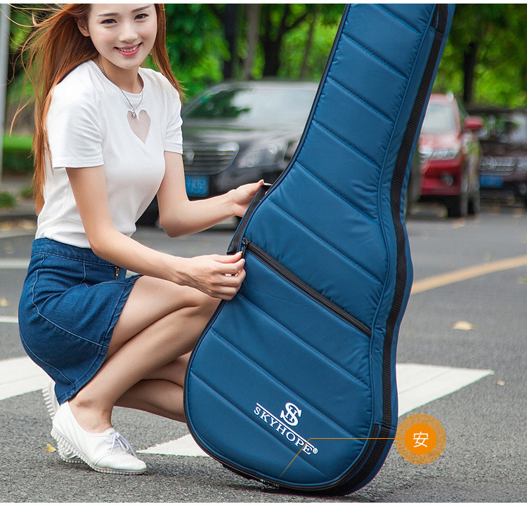41 インチの防水性と耐衝撃性学生バックパックアコースティックギターバックパックユニセックスクラシックギターバッグ肥厚ピアノケースバッグ